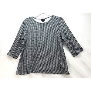 J Jill Wearever Collection Houndstooth Ponte Knit Popover Top Tunic Sz M Career